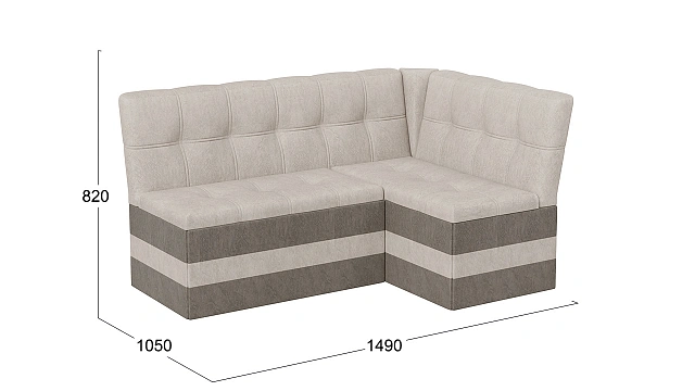 Скамья угловая «Оскар» исп. 2 Микровелюр Wellmart Dark Beige, Latte