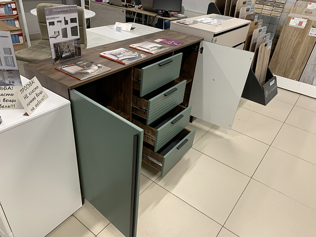 Брента - Комод - 4 ящика, 2 двери - оливковый