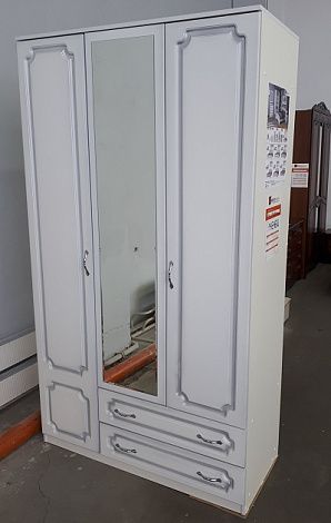 Лакированный Белый Жемчуг - Шкаф распашной ШР-3 - 1 зеркало