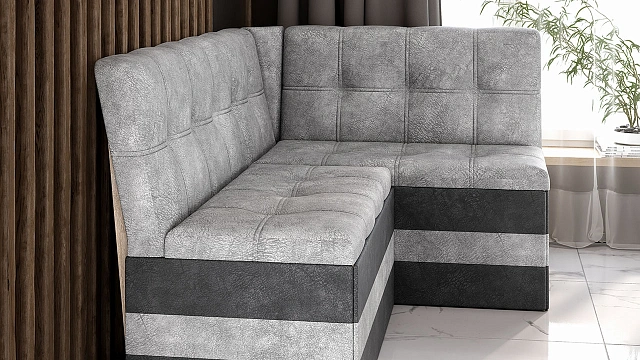 Скамья угловая «Оскар» исп. 2 Микровелюр Wellmart Silver, Graphite