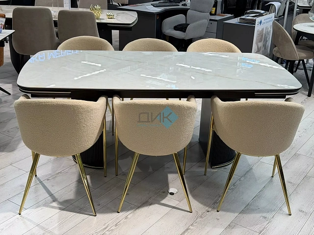 Стул DikLine 1308 т.к Teddy бежевая CH2031-3, опоры золото