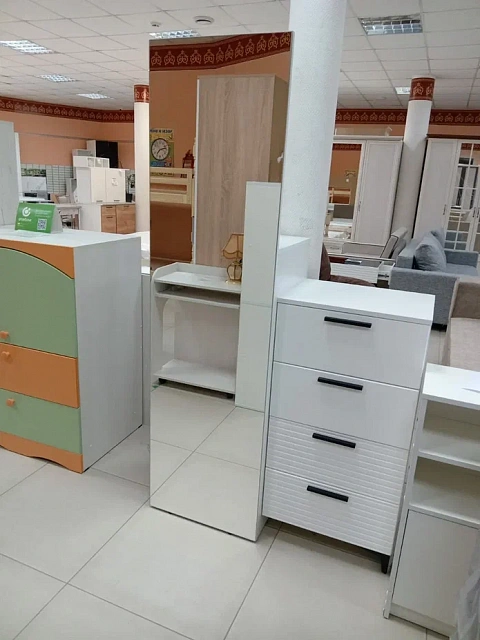 Брента - Комод с зеркалом - белый